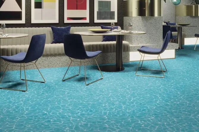 潔福（潔弗樂(lè)）藍(lán)色地板 現(xiàn)代空間寧?kù)o美學(xué) 百搭藍(lán)色商用家用地板